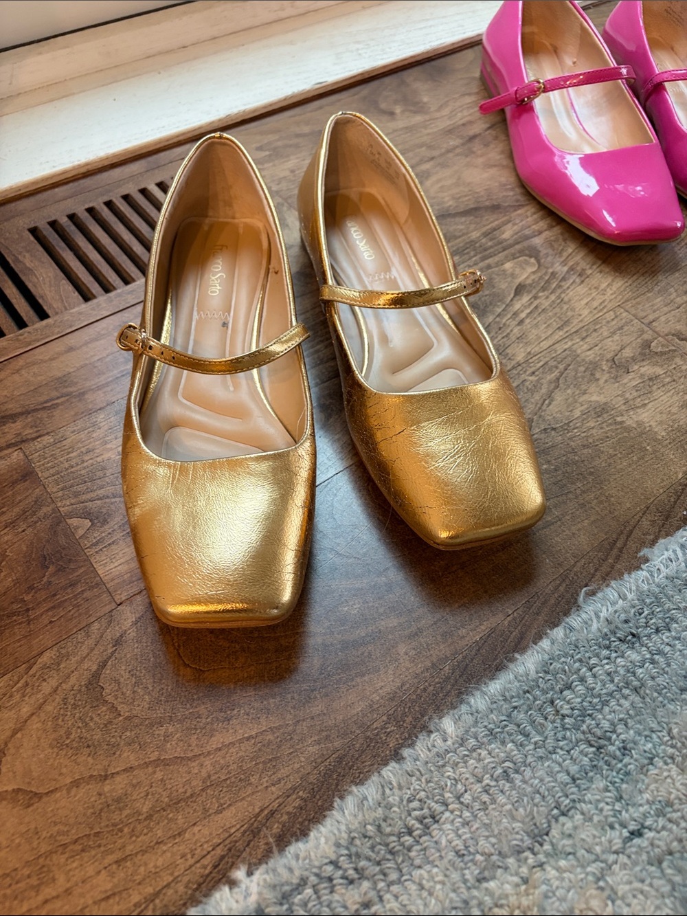 Franco Sarto Metallic Gold Mary Jane Flats